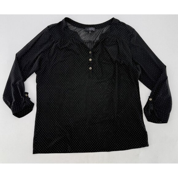 The Limited Women’s‎ Black Swiss Dot Sheer Mesh Blouse Size L Career Office - Picture 1 of 10